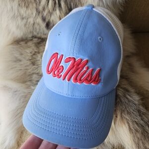 OLE MISS rebels College Nike Blue and White Hat with Red Logo. Unisex. Fitted